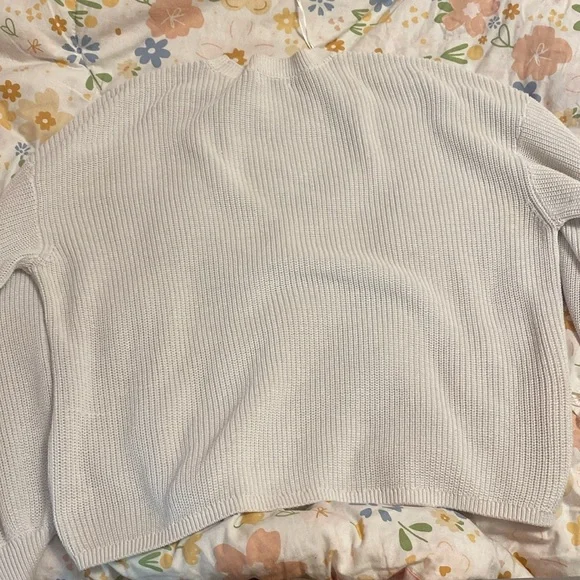 Gentle fawn white puff sleeve coquette slouchy sweater size L - Picture 5 of 6